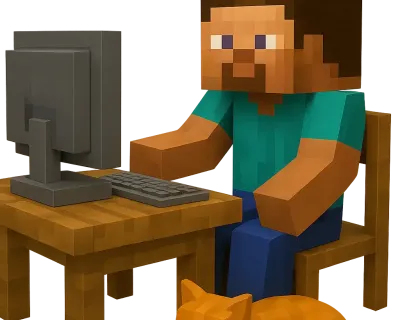 Minecraft Steve at a computer — built by gamers, for gamers